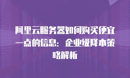 阿里云服务器如何购买便宜一点的信息：企业级降本策略解析