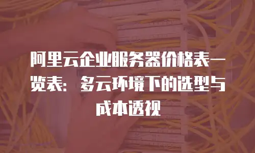 阿里云企业服务器价格表一览表：多云环境下的选型与成本透视
