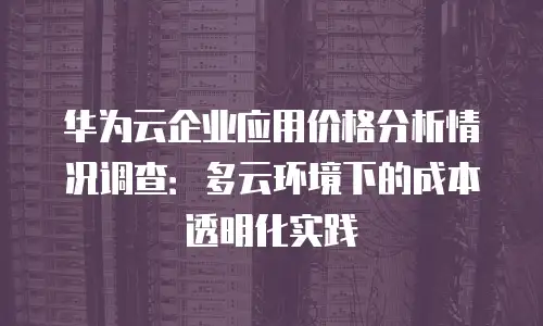华为云企业应用价格分析情况调查：多云环境下的成本透明化实践