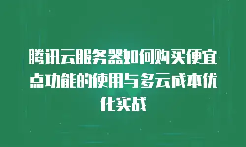 腾讯云服务器如何购买便宜点功能的使用与多云成本优化实战