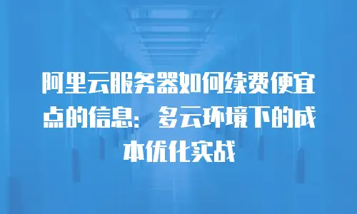 阿里云服务器如何续费便宜点的信息：多云环境下的成本优化实战