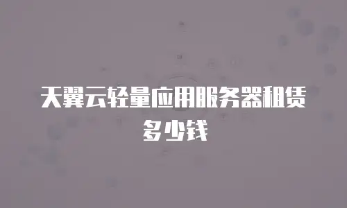 天翼云轻量应用服务器租赁多少钱