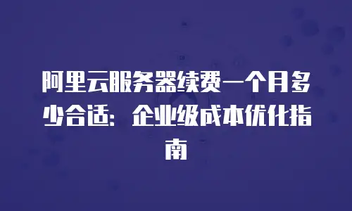 阿里云服务器续费一个月多少合适：企业级成本优化指南