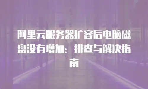 阿里云服务器扩容后电脑磁盘没有增加：排查与解决指南