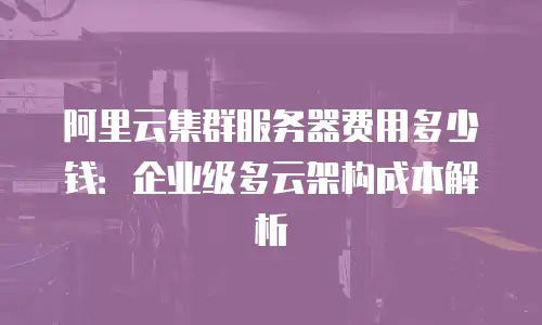 阿里云集群服务器费用多少钱：企业级多云架构成本解析