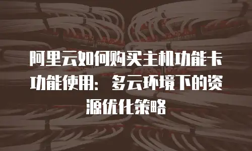 阿里云如何购买主机功能卡功能使用：多云环境下的资源优化策略