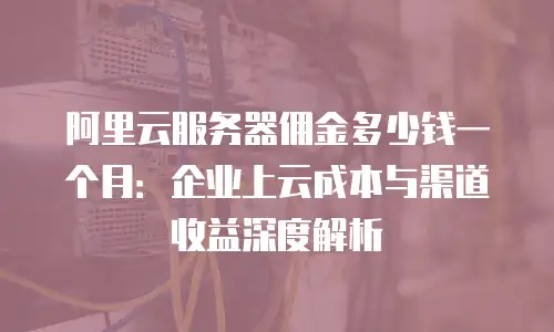 阿里云服务器佣金多少钱一个月：企业上云成本与渠道收益深度解析