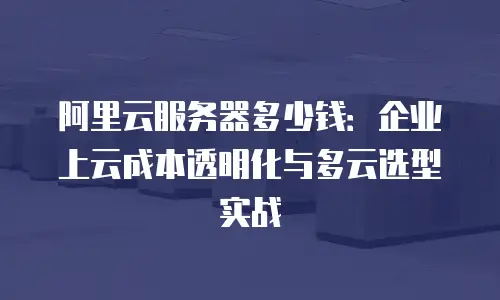 阿里云服务器多少钱：企业上云成本透明化与多云选型实战