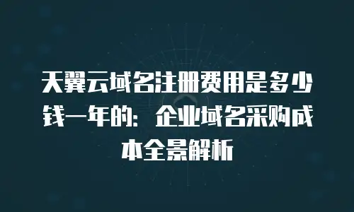 天翼云域名注册费用是多少钱一年的：企业域名采购成本全景解析