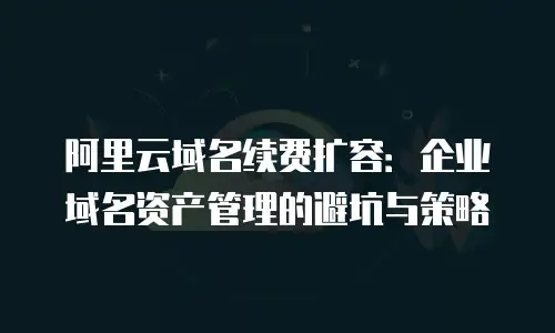 阿里云域名续费扩容：企业域名资产管理的避坑与策略