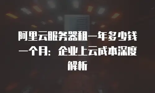 阿里云服务器租一年多少钱一个月：企业上云成本深度解析