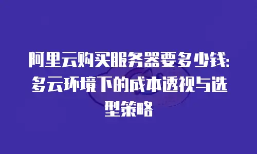 阿里云购买服务器要多少钱：多云环境下的成本透视与选型策略