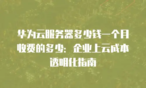 华为云服务器多少钱一个月收费的多少：企业上云成本透明化指南