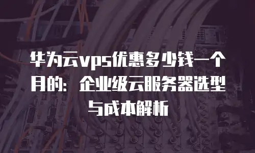 华为云vps优惠多少钱一个月的：企业级云服务器选型与成本解析
