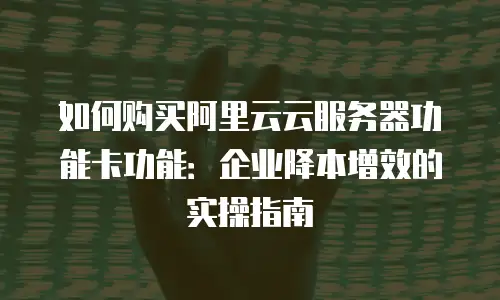如何购买阿里云云服务器功能卡功能：企业降本增效的实操指南