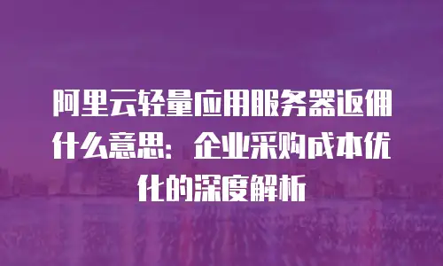 阿里云轻量应用服务器返佣什么意思：企业采购成本优化的深度解析