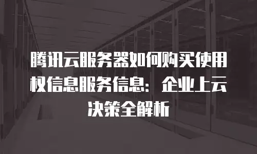 腾讯云服务器如何购买使用权信息服务信息：企业上云决策全解析