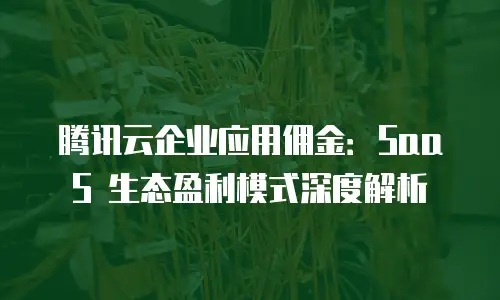 腾讯云企业应用佣金：SaaS 生态盈利模式深度解析