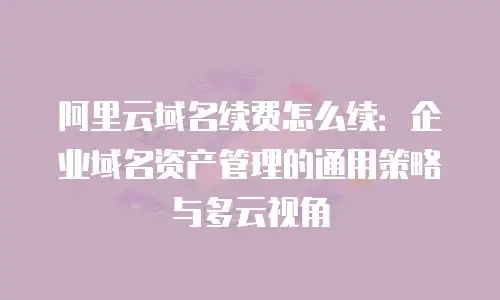 阿里云域名续费怎么续：企业域名资产管理的通用策略与多云视角