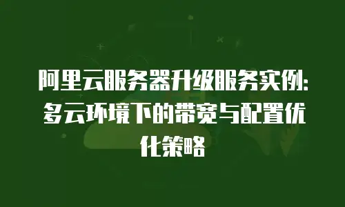 阿里云服务器升级服务实例：多云环境下的带宽与配置优化策略