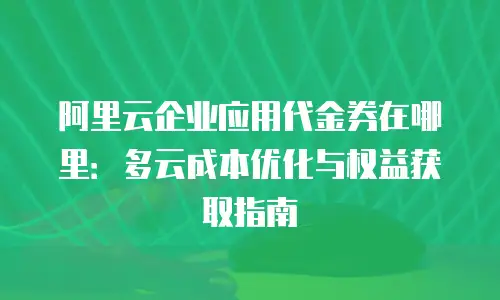 阿里云企业应用代金券在哪里：多云成本优化与权益获取指南