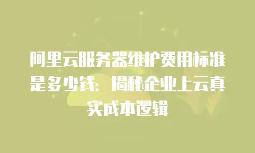 阿里云服务器维护费用标准是多少钱：揭秘企业上云真实成本逻辑