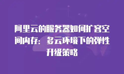 阿里云的服务器如何扩容空间内存：多云环境下的弹性升级策略