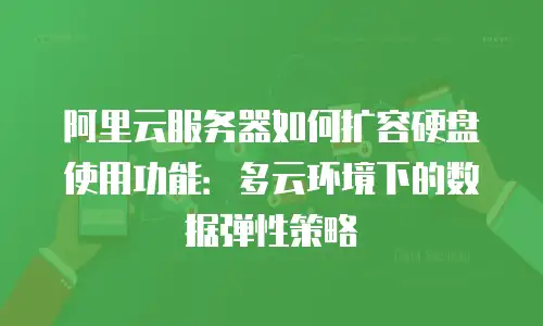阿里云服务器如何扩容硬盘使用功能：多云环境下的数据弹性策略