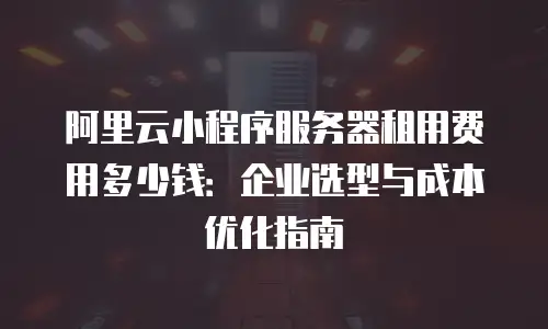 阿里云小程序服务器租用费用多少钱：企业选型与成本优化指南