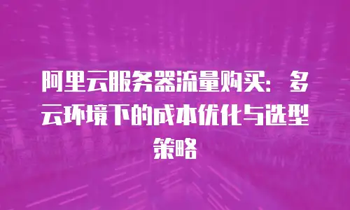 阿里云服务器流量购买：多云环境下的成本优化与选型策略