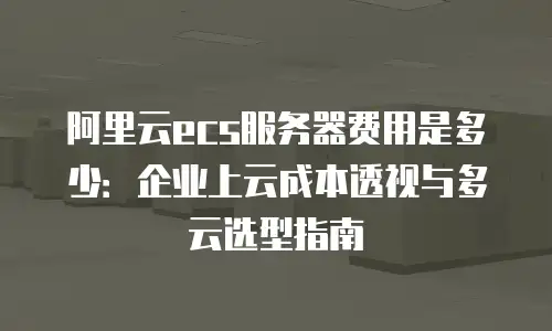 阿里云ecs服务器费用是多少：企业上云成本透视与多云选型指南