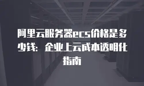 阿里云服务器ecs价格是多少钱：企业上云成本透明化指南