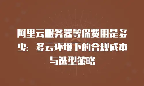 阿里云服务器等保费用是多少：多云环境下的合规成本与选型策略