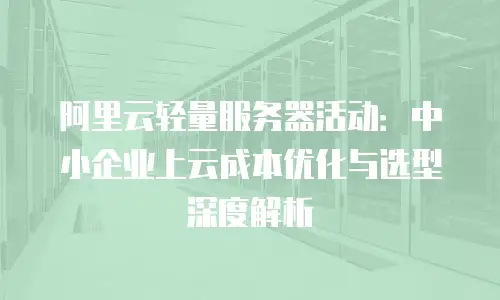 阿里云轻量服务器活动：中小企业上云成本优化与选型深度解析