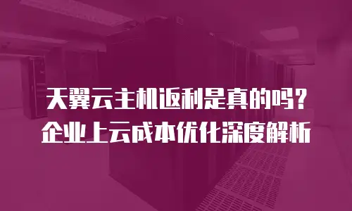 天翼云主机返利是真的吗？企业上云成本优化深度解析