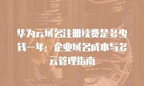 华为云域名注册续费是多少钱一年：企业域名成本与多云管理指南