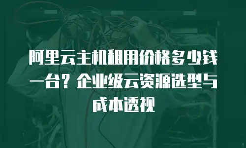 阿里云主机租用价格多少钱一台？企业级云资源选型与成本透视