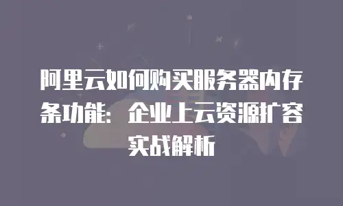 阿里云如何购买服务器内存条功能：企业上云资源扩容实战解析