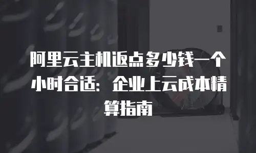 阿里云主机返点多少钱一个小时合适：企业上云成本精算指南