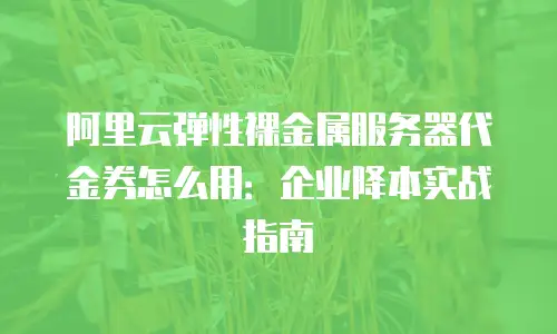 阿里云弹性裸金属服务器代金券怎么用：企业降本实战指南