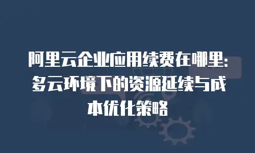 阿里云企业应用续费在哪里：多云环境下的资源延续与成本优化策略