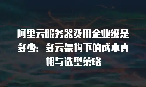阿里云服务器费用企业级是多少：多云架构下的成本真相与选型策略
