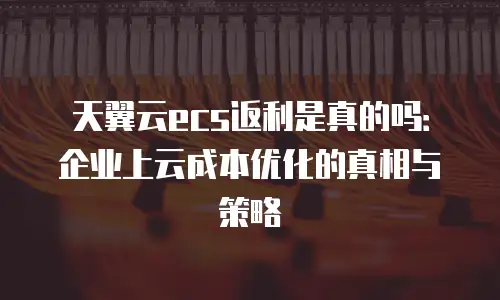 天翼云ecs返利是真的吗：企业上云成本优化的真相与策略