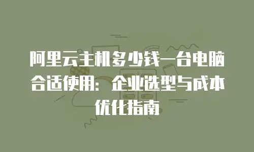 阿里云主机多少钱一台电脑合适使用：企业选型与成本优化指南