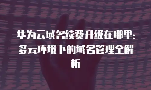 华为云域名续费升级在哪里：多云环境下的域名管理全解析