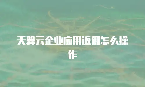 天翼云企业应用返佣怎么操作