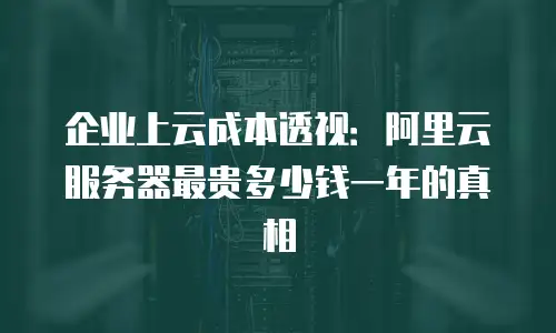 企业上云成本透视：阿里云服务器最贵多少钱一年的真相