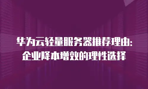 华为云轻量服务器推荐理由：企业降本增效的理性选择