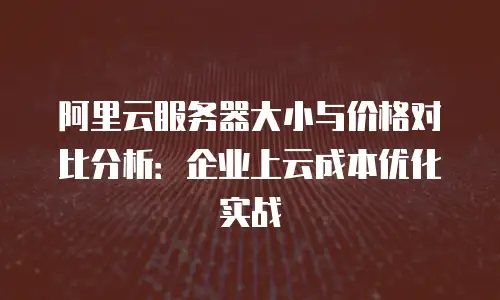 阿里云服务器大小与价格对比分析：企业上云成本优化实战