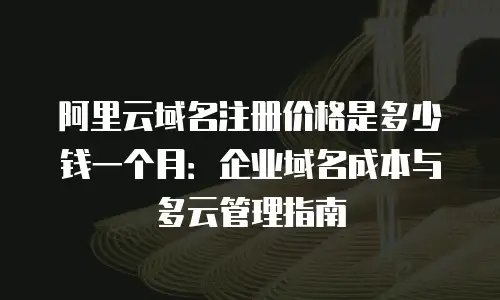 阿里云域名注册价格是多少钱一个月：企业域名成本与多云管理指南
